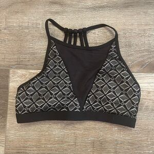 Lorna Jane Black and White Geometric Sports Bra EUC size S